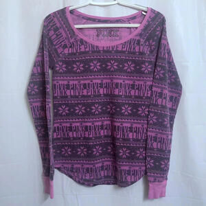 PINK Victoria's Secret Sleepwear Thermal Long Sleeve Shirt Women's Medium M